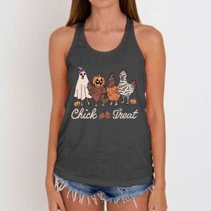 Chick Or Treat Halloween Witch Spooky Chicken Women's Knotted Racerback Tank