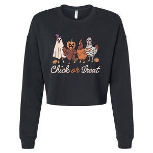 Chick Or Treat Halloween Witch Spooky Chicken Cropped Pullover Crew