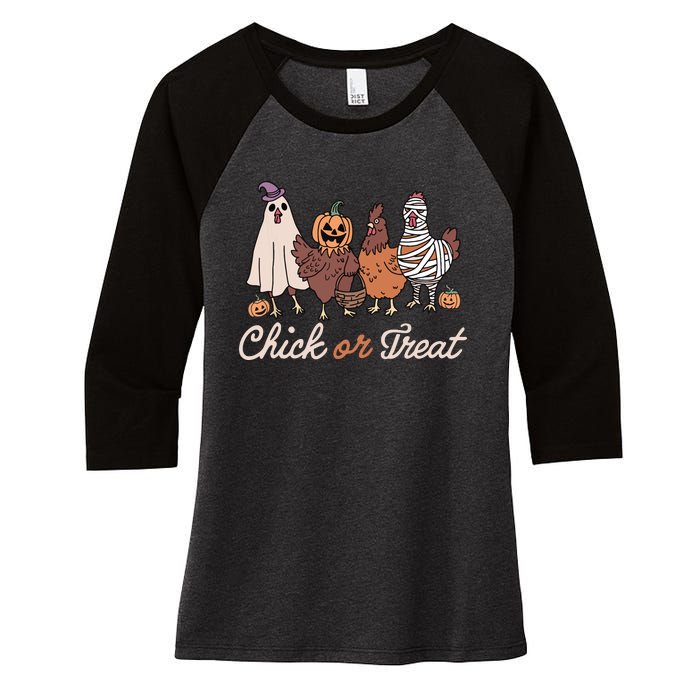 Chick Or Treat Halloween Witch Spooky Chicken Women's Tri-Blend 3/4-Sleeve Raglan Shirt