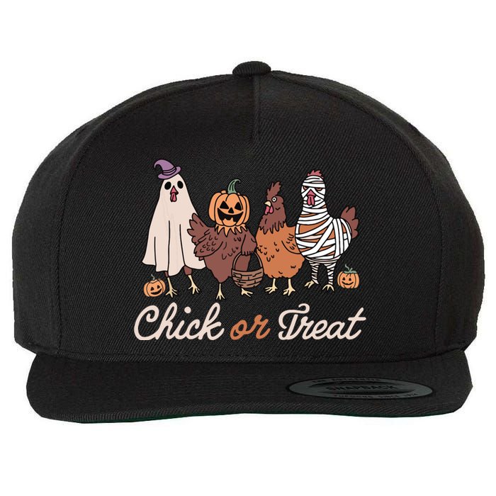 Chick Or Treat Halloween Witch Spooky Chicken Wool Snapback Cap