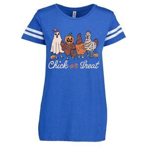 Chick Or Treat Halloween Witch Spooky Chicken Enza Ladies Jersey Football T-Shirt