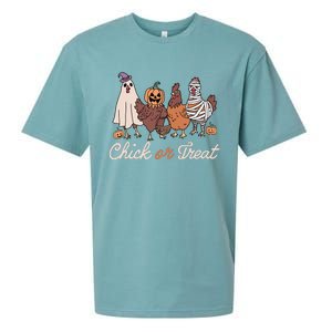 Chick Or Treat Halloween Witch Spooky Chicken Sueded Cloud Jersey T-Shirt