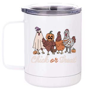 Chick Or Treat Halloween Witch Spooky Chicken 12 oz Stainless Steel Tumbler Cup