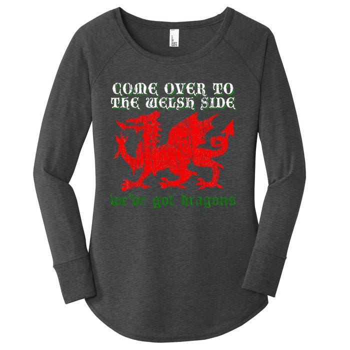 Come Over To The Welsh Side Red Dragon Flag Of Wales Rugby Women's Perfect Tri Tunic Long Sleeve Shirt