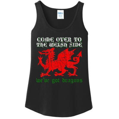 Come Over To The Welsh Side Red Dragon Flag Of Wales Rugby Ladies Essential Tank