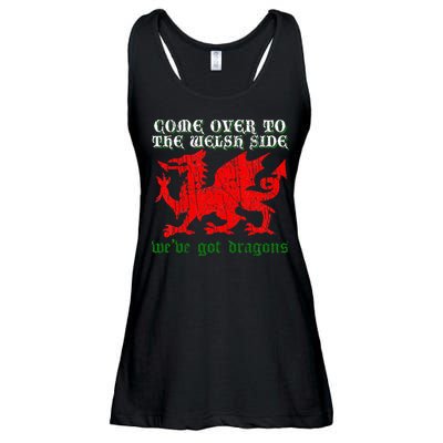 Come Over To The Welsh Side Red Dragon Flag Of Wales Rugby Ladies Essential Flowy Tank