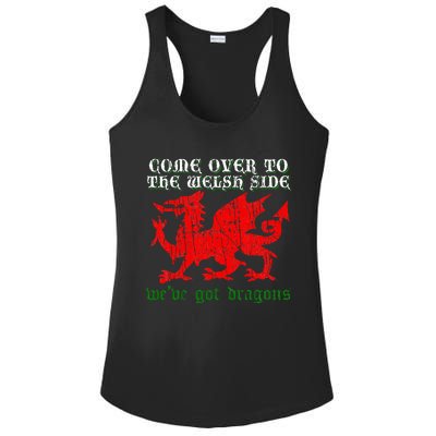 Come Over To The Welsh Side Red Dragon Flag Of Wales Rugby Ladies PosiCharge Competitor Racerback Tank