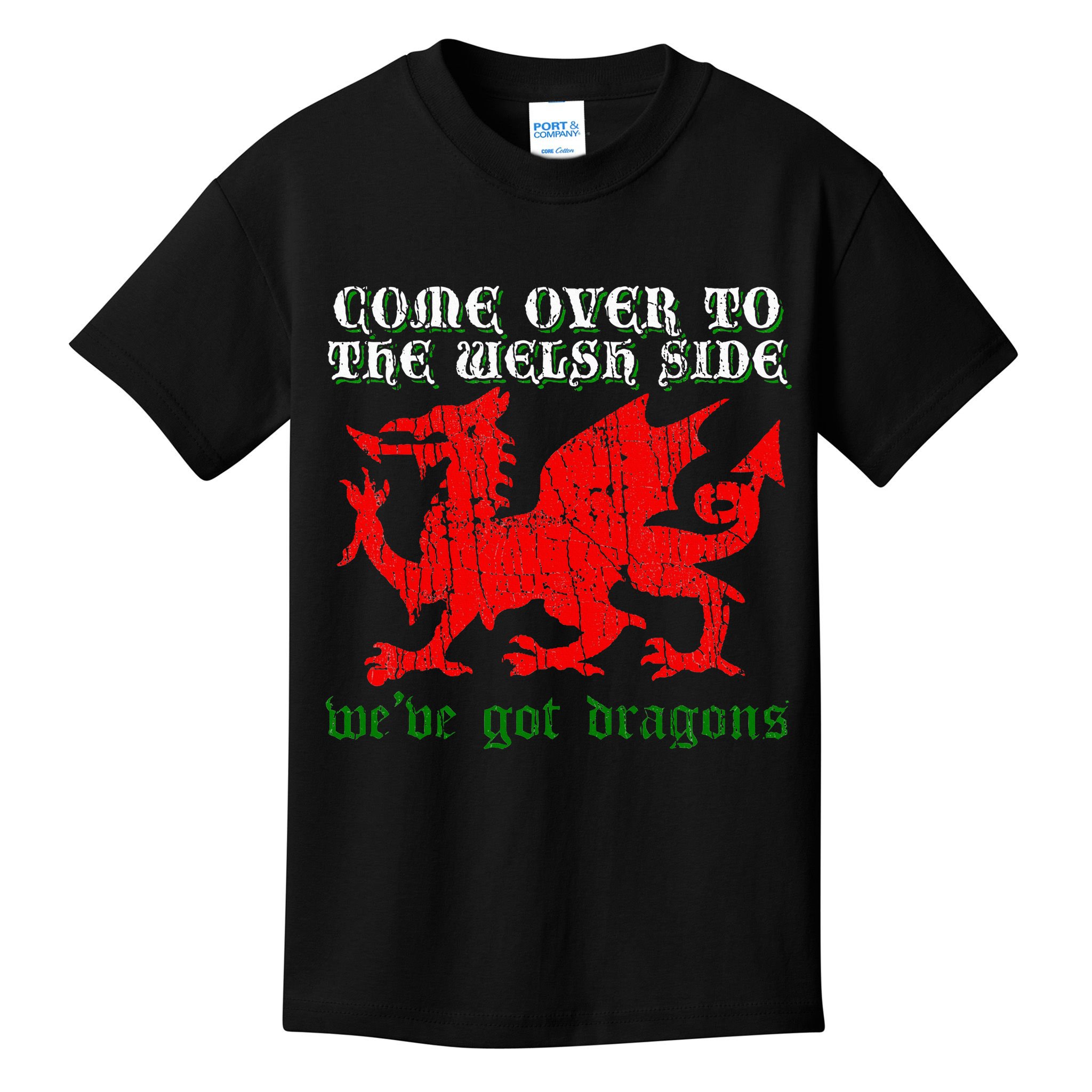 Come Over To The Welsh Side Red Dragon Flag Of Wales Rugby Kids T-Shirt