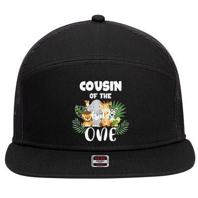 Cousin Of The Wild One 1st Birthday Safari Family Matching 7 Panel Mesh Trucker Snapback Hat