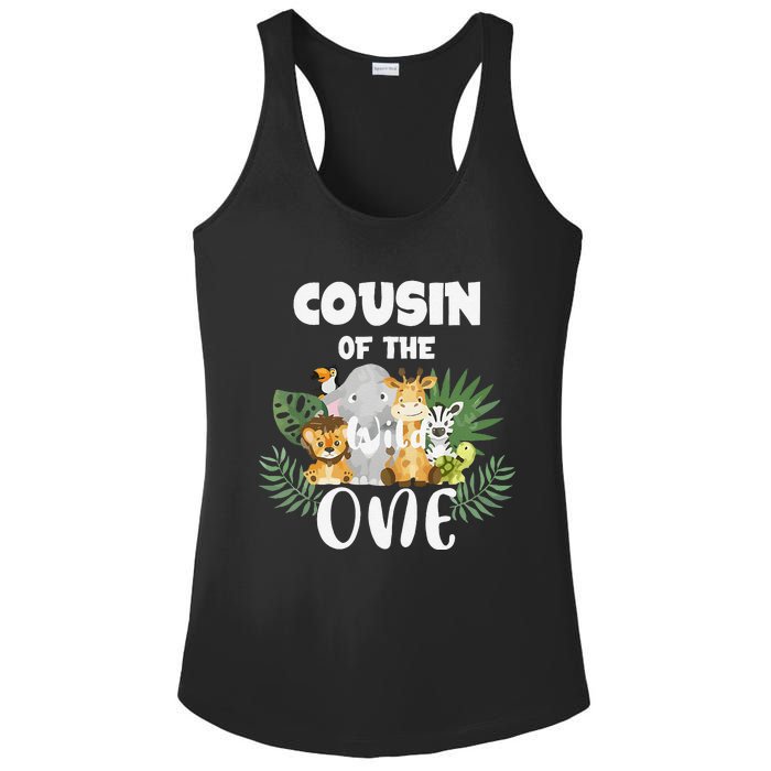 Cousin Of The Wild One 1st Birthday Safari Family Matching Ladies PosiCharge Competitor Racerback Tank