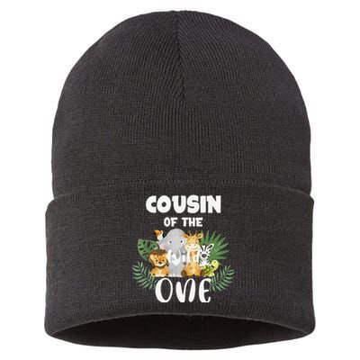 Cousin Of The Wild One 1st Birthday Safari Family Matching Sustainable Knit Beanie