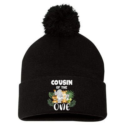 Cousin Of The Wild One 1st Birthday Safari Family Matching Pom Pom 12in Knit Beanie