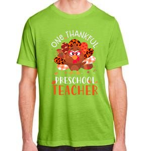 Cute One Thankful Pre School Teacher Thanksgiving Turkey Adult ChromaSoft Performance T-Shirt