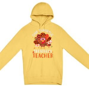 Cute One Thankful Pre School Teacher Thanksgiving Turkey Premium Pullover Hoodie