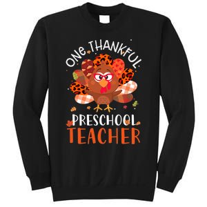 Cute One Thankful Pre School Teacher Thanksgiving Turkey Sweatshirt