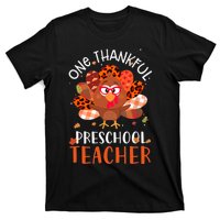 Cute One Thankful Pre School Teacher Thanksgiving Turkey T-Shirt