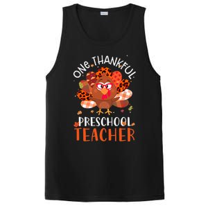 Cute One Thankful Pre School Teacher Thanksgiving Turkey PosiCharge Competitor Tank