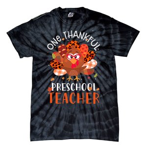 Cute One Thankful Pre School Teacher Thanksgiving Turkey Tie-Dye T-Shirt