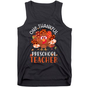 Cute One Thankful Pre School Teacher Thanksgiving Turkey Tank Top