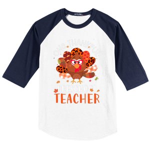 Cute One Thankful Pre School Teacher Thanksgiving Turkey Baseball Sleeve Shirt