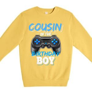 Cousin Of The Birthday Boy Matching Video Game Birthday Gift Premium Crewneck Sweatshirt