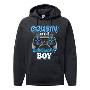 Cousin Of The Birthday Boy Matching Video Game Birthday Gift Performance Fleece Hoodie