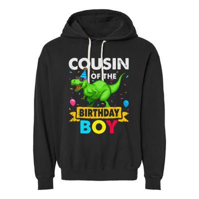 Cousin of the Birthday Dinosaur Saurus Family Matching Garment-Dyed Fleece Hoodie