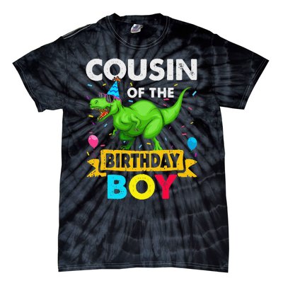 Cousin of the Birthday Dinosaur Saurus Family Matching Tie-Dye T-Shirt