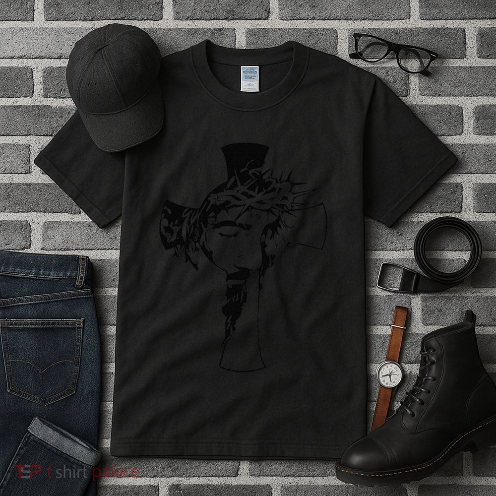 Crown Of Thorns Cross Reflection Jesus Christ Easter Tall T-Shirt