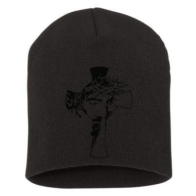 Crown Of Thorns Cross Reflection Jesus Christ Easter Short Acrylic Beanie
