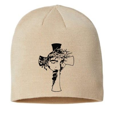 Crown Of Thorns Cross Reflection Jesus Christ Easter Sustainable Beanie