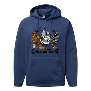 Chick Or Treat Halloween Spooky Chicken Performance Fleece Hoodie