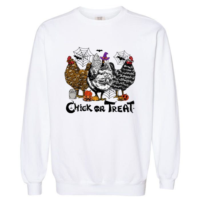 Chick Or Treat Halloween Spooky Chicken Garment-Dyed Sweatshirt