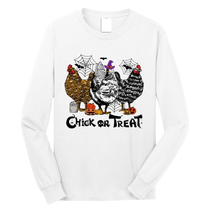 Chick Or Treat Halloween Spooky Chicken Long Sleeve Shirt