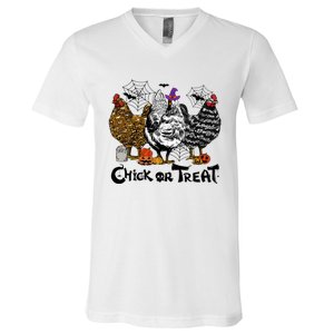 Chick Or Treat Halloween Spooky Chicken V-Neck T-Shirt