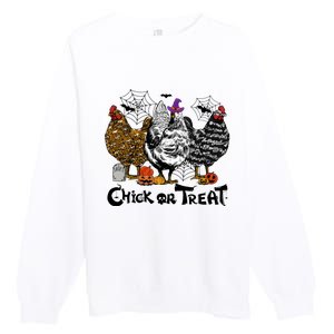 Chick Or Treat Halloween Spooky Chicken Premium Crewneck Sweatshirt