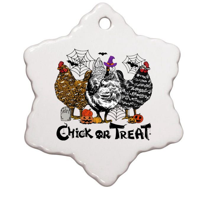 Chick Or Treat Halloween Spooky Chicken Ceramic Star Ornament