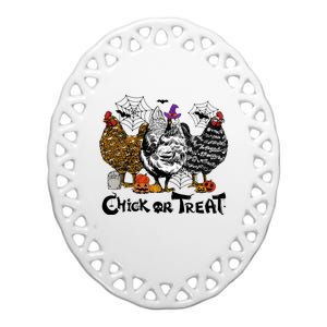 Chick Or Treat Halloween Spooky Chicken Ceramic Oval Ornament