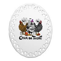 Chick Or Treat Halloween Spooky Chicken Ceramic Oval Ornament