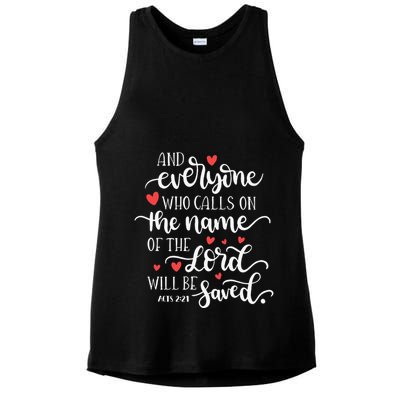 Calls On The Name Of The Lord Will Be Saved Jesus Ladies PosiCharge Tri-Blend Wicking Tank