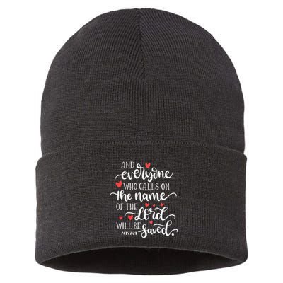 Calls On The Name Of The Lord Will Be Saved Jesus Sustainable Knit Beanie