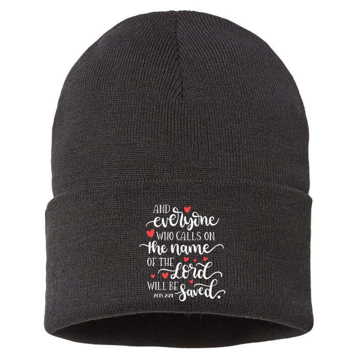 Calls On The Name Of The Lord Will Be Saved Jesus Sustainable Knit Beanie
