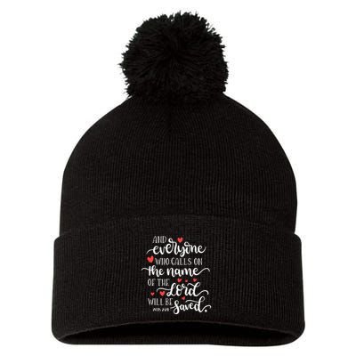 Calls On The Name Of The Lord Will Be Saved Jesus Pom Pom 12in Knit Beanie