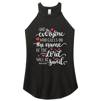 Calls On The Name Of The Lord Will Be Saved Jesus Women's Perfect Tri Rocker Tank