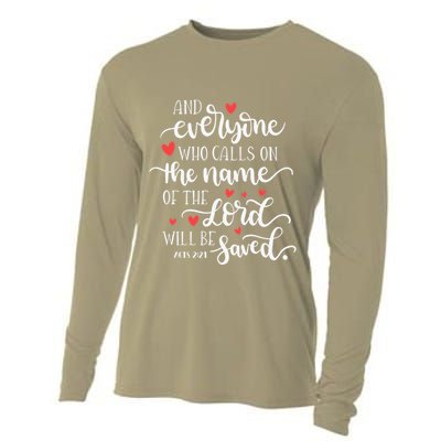 Calls On The Name Of The Lord Will Be Saved Jesus Cooling Performance Long Sleeve Crew