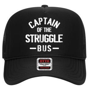 Captain Of The Struggle Bus Funny Gift Dad Struggle High Crown Mesh Back Trucker Hat