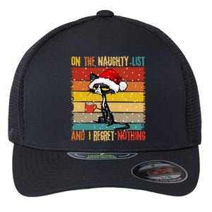 Cat On The List Of Naughty And I Regret Nothing Christmas Flexfit Unipanel Trucker Cap