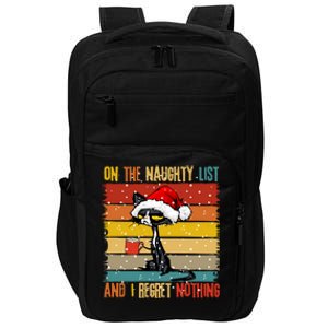 Cat On The List Of Naughty And I Regret Nothing Christmas Impact Tech Backpack