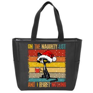 Cat On The List Of Naughty And I Regret Nothing Christmas Zip Tote Bag