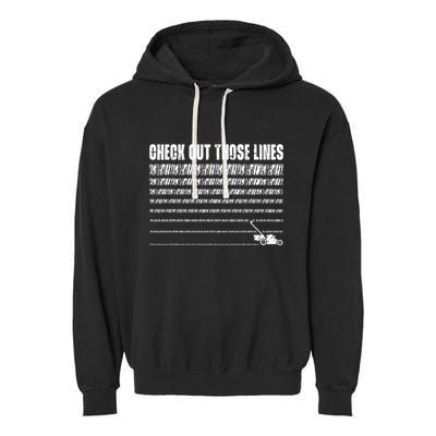 Check Out Those Lines Lawn Mower Lawnmower Funny Garment-Dyed Fleece Hoodie
